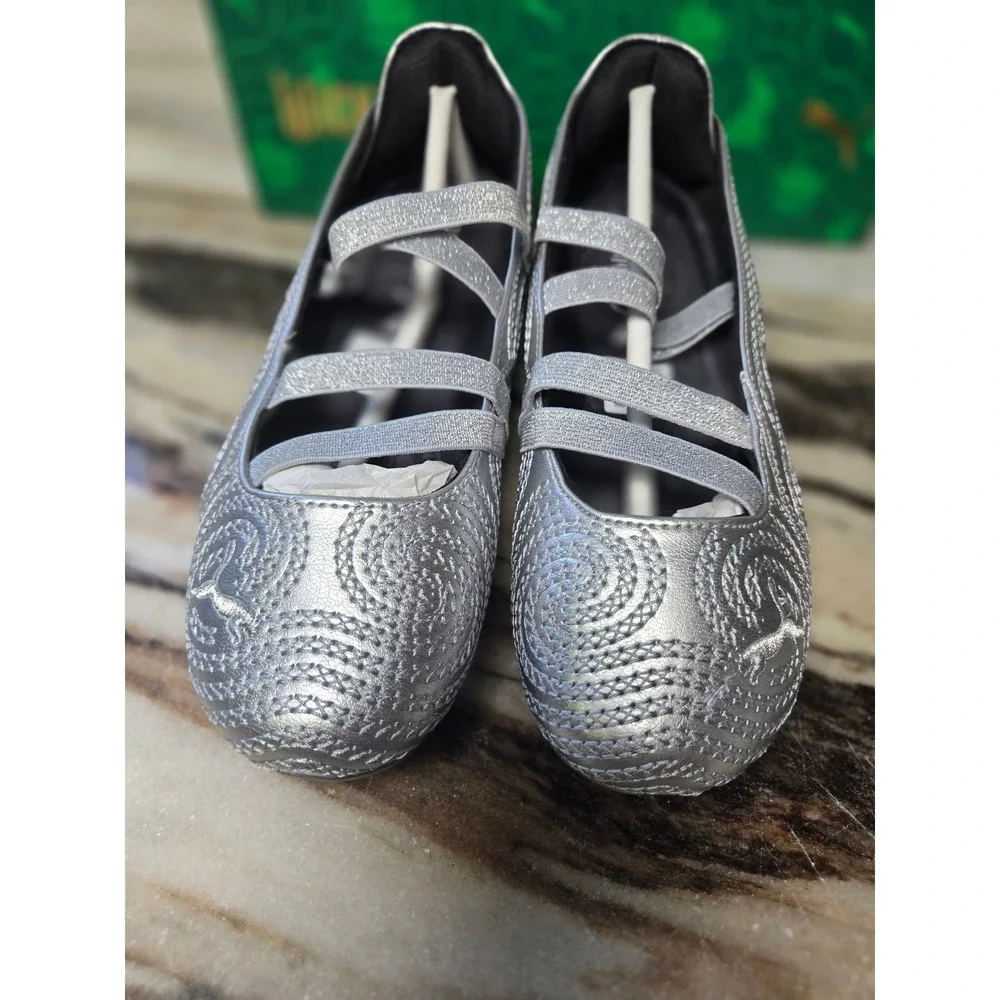 Puma x Wicked Glinda Mary Jane Metallic Silver Embroidered Sneakers Broadway NEW